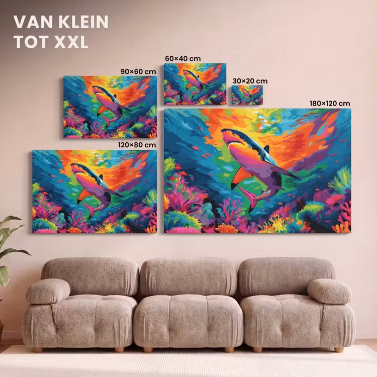 Canvas schilderij - Haai - Koraalrif - Abstract - Kleurrijk — 8