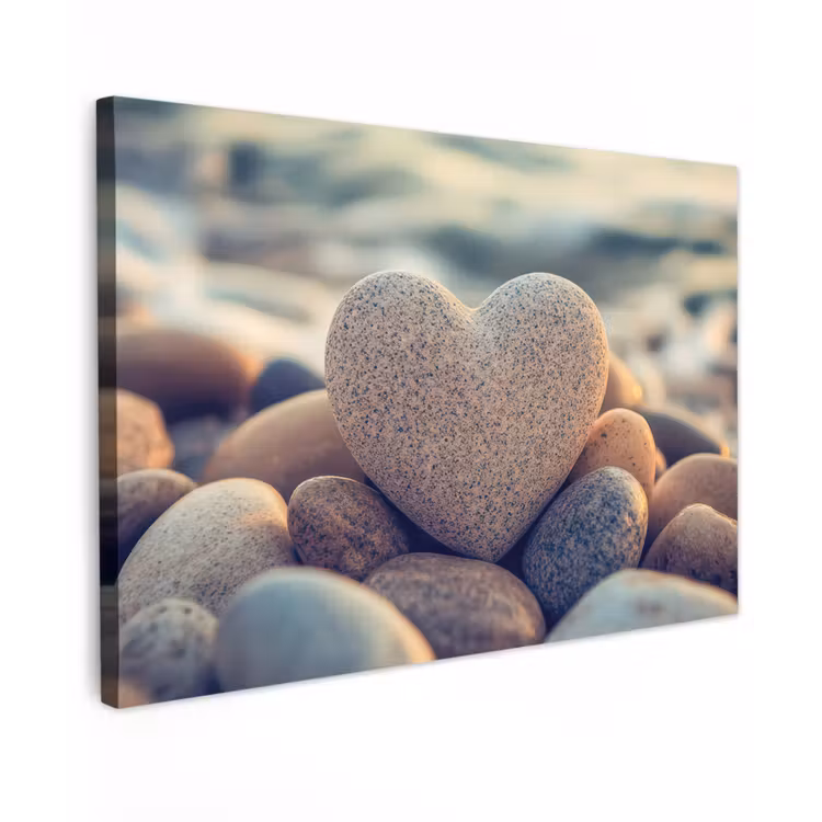 Canvas schilderij - Hart - Stenen - Natuur - Keien - Zen - Kiezelstenen — 1