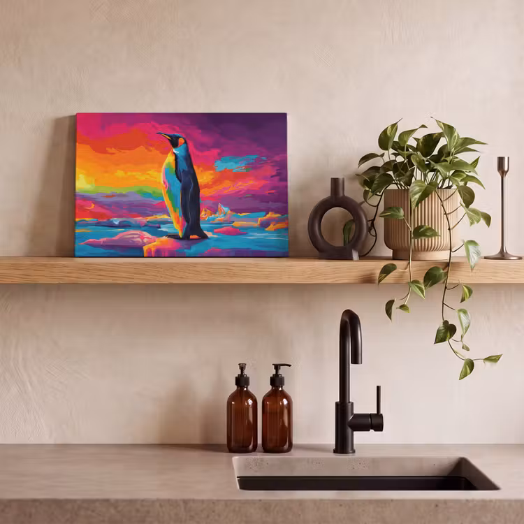 Canvas schilderij - Ijsschots - Pinguïn - Abstract - Lucht — 4