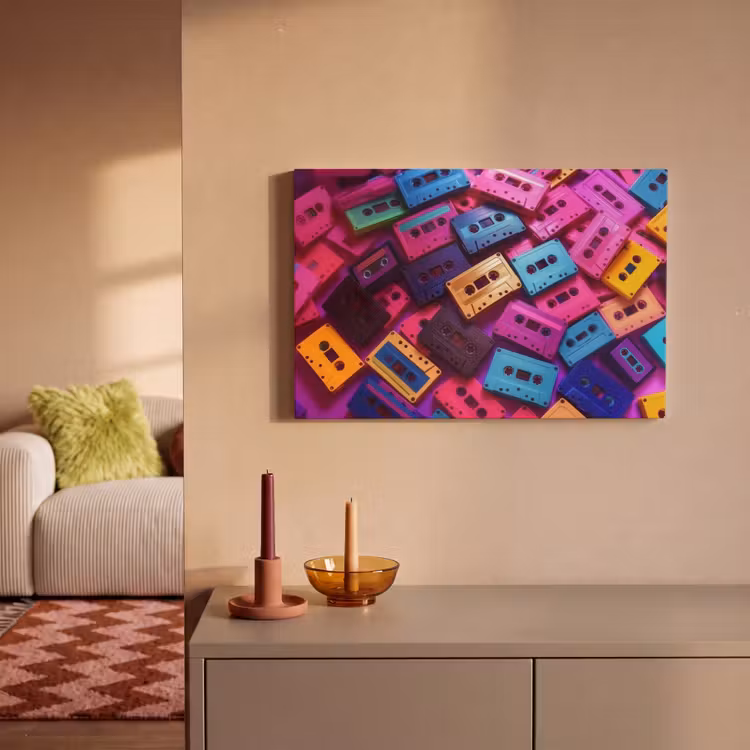 Canvas schilderij - Cassetteband - Kleurrijk - Energiek — 2