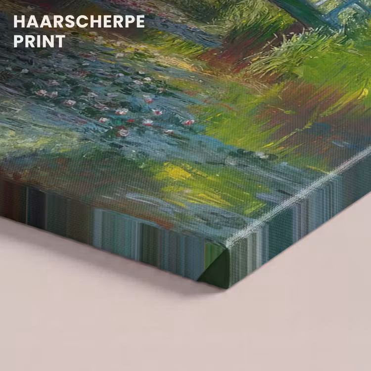 Canvas schilderij - Brug - Hout - Vijver - Waterlelies — 5