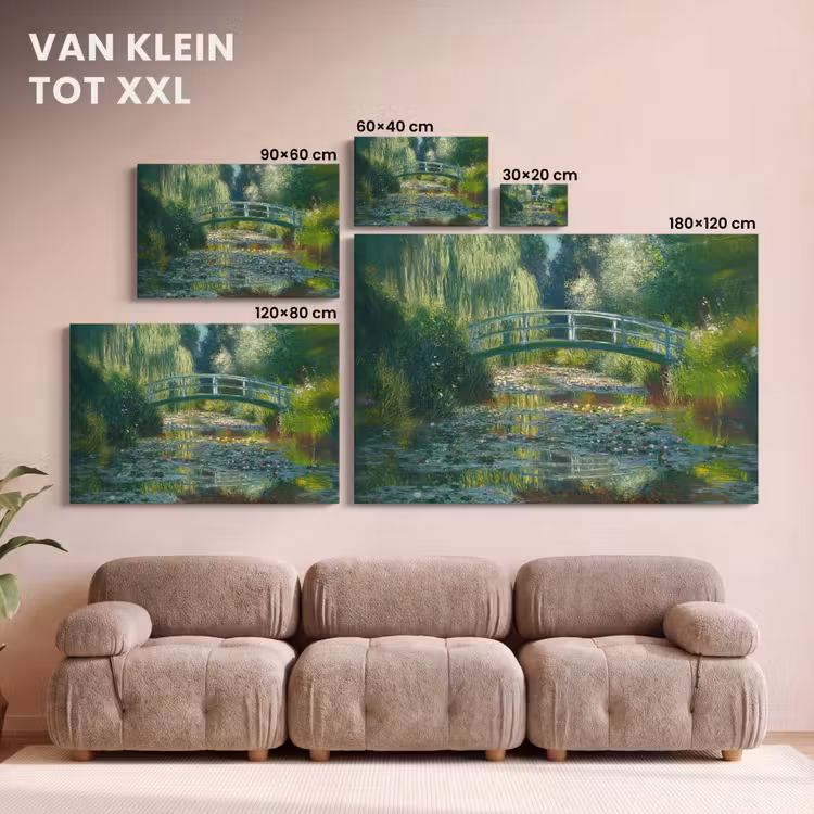 Canvas schilderij - Brug - Hout - Vijver - Waterlelies — 8