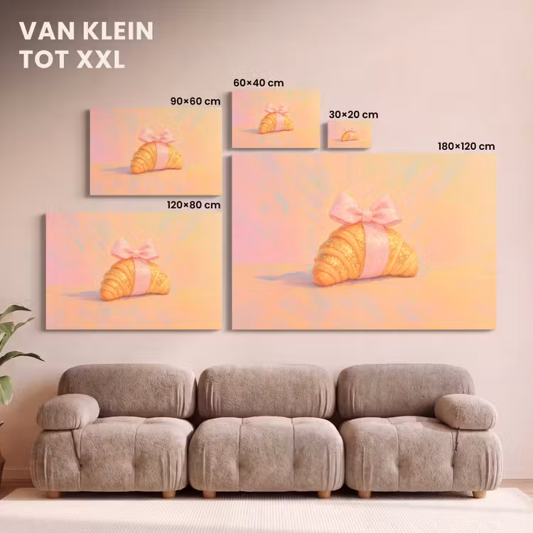 Canvas schilderij - Croissant - Strik - Roze — 8