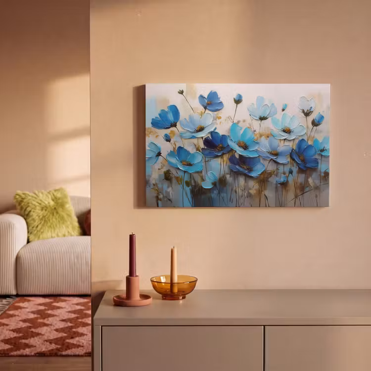 Canvas schilderij - Bloemen - Schilderij - Blauw — 2
