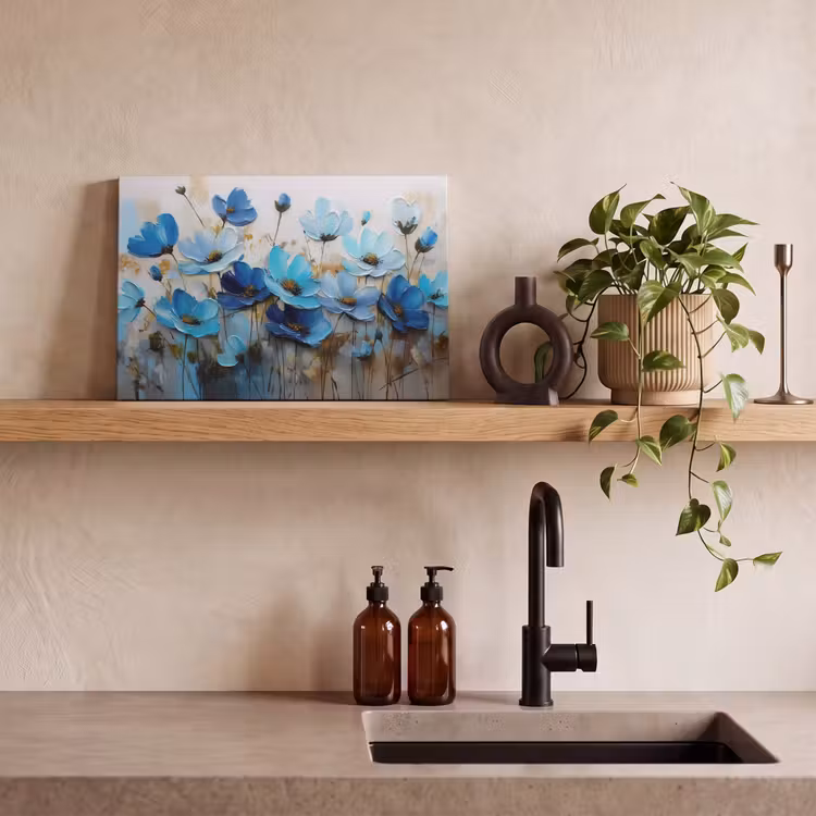 Canvas schilderij - Bloemen - Schilderij - Blauw — 4