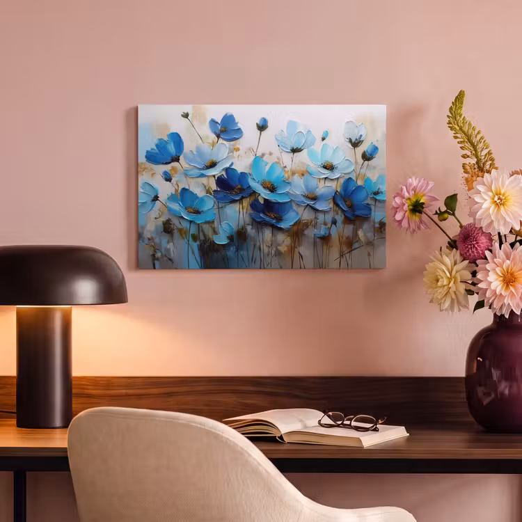 Canvas schilderij - Bloemen - Schilderij - Blauw — 6
