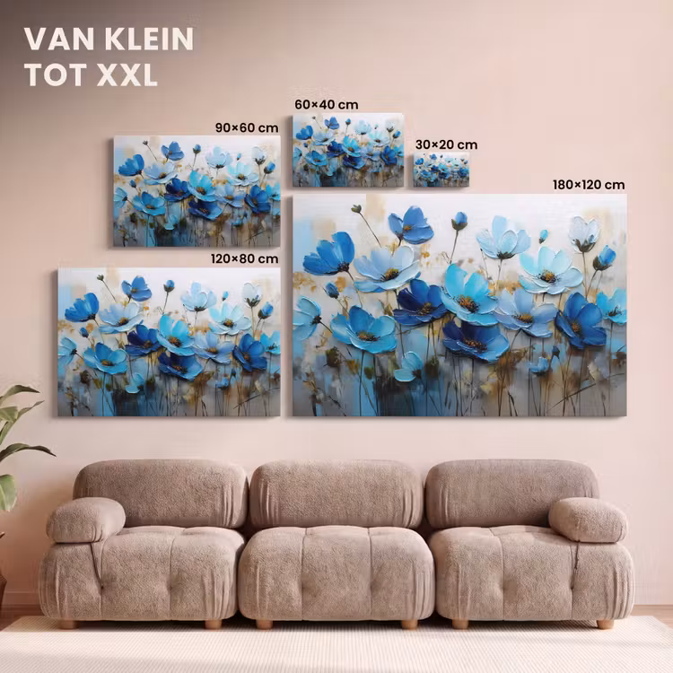 Canvas schilderij - Bloemen - Schilderij - Blauw — 8