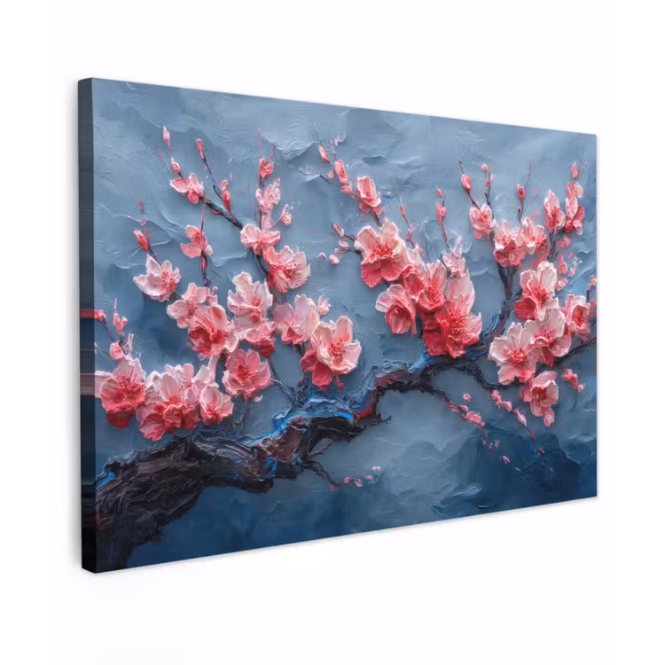 Canvas schilderij - Bloesem - Bloem - Roze - Tak — 1
