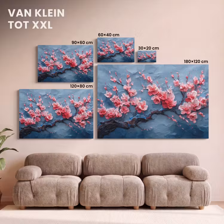 Canvas schilderij - Bloesem - Bloem - Roze - Tak — 8