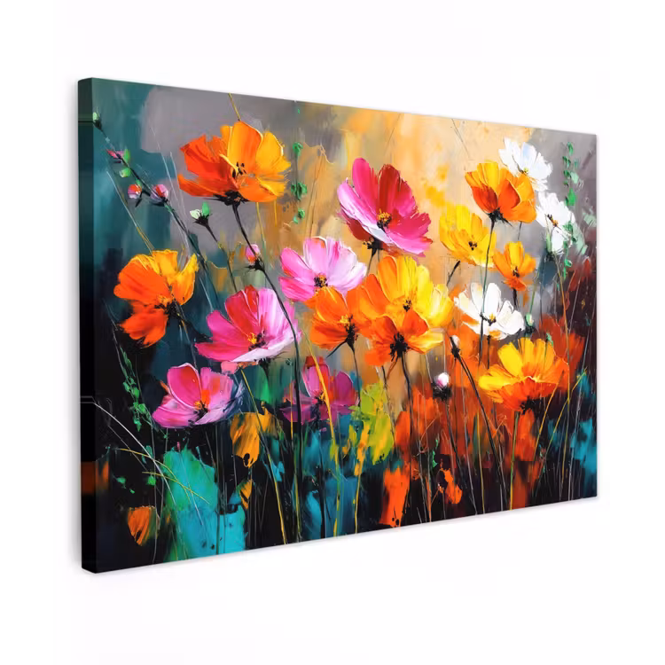 Canvas schilderij - Felgekleurd - Bloemblaadjes - Abstract — 1