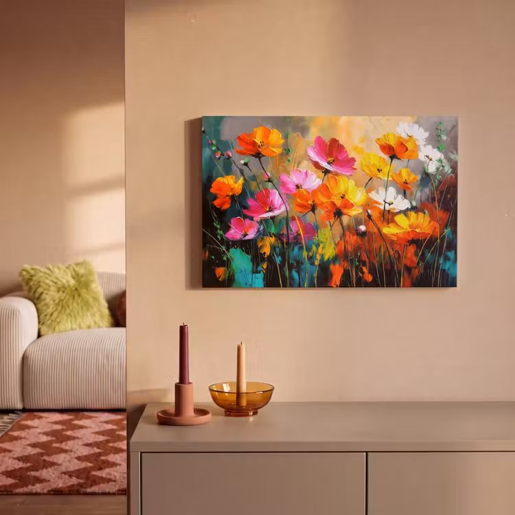 Canvas schilderij - Felgekleurd - Bloemblaadjes - Abstract — 2