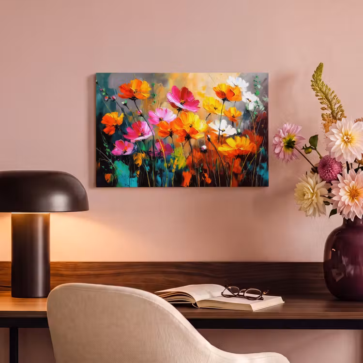Canvas schilderij - Felgekleurd - Bloemblaadjes - Abstract — 6
