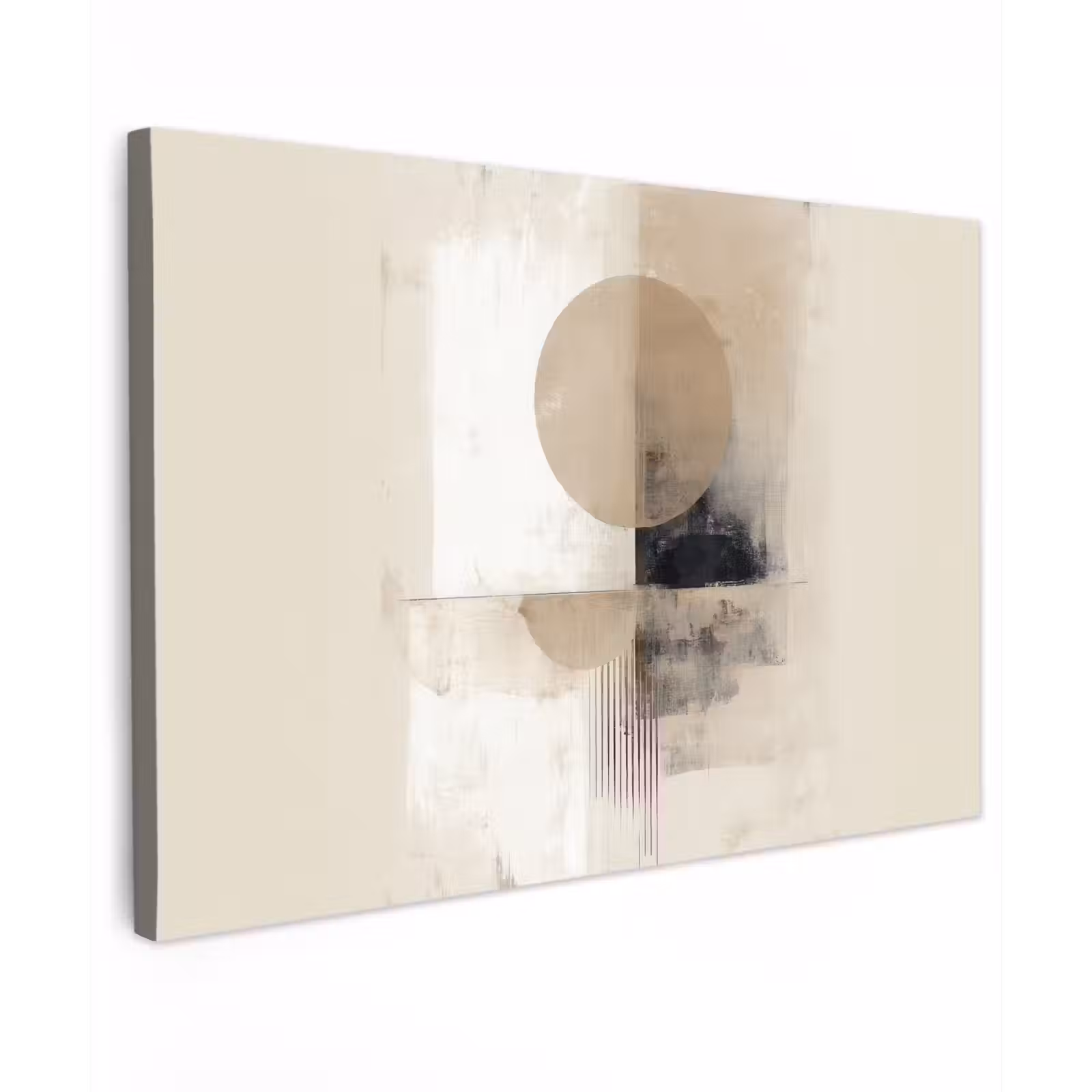 Canvas schilderij - Cirkel - Compositie - Diepte - Beige — 1