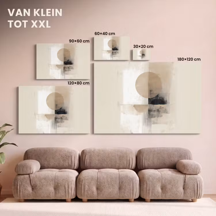 Canvas schilderij - Cirkel - Compositie - Diepte - Beige — 8