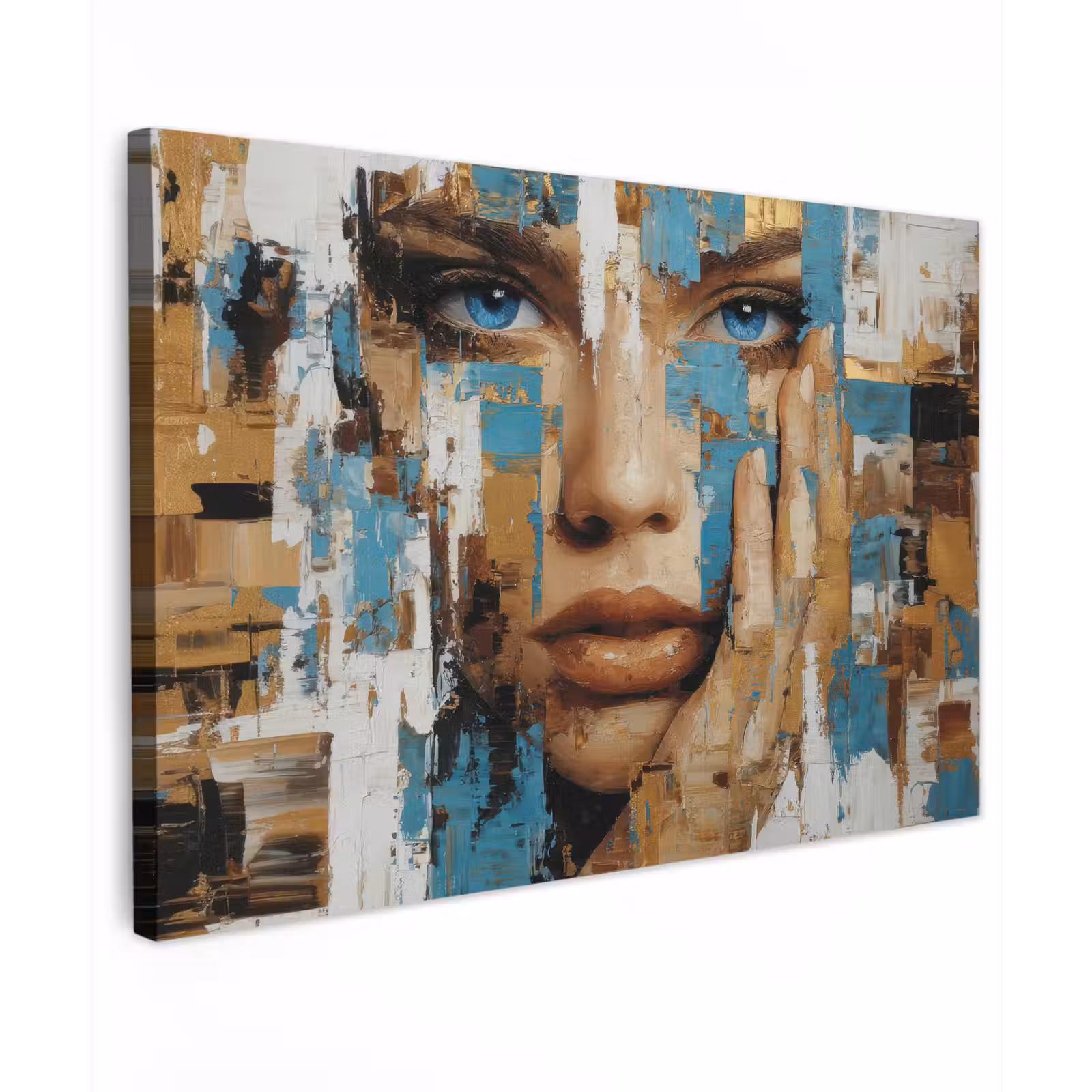 Canvas schilderij - Abstract - Penseelstreken - Blauw - Gezicht — 1