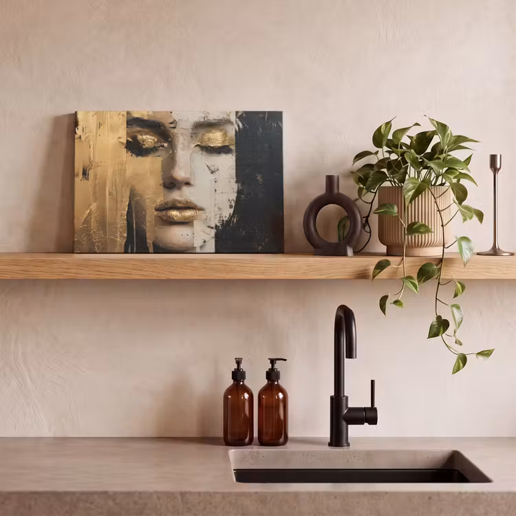 Canvas schilderij - Abstract - Goud - Gezicht - Lippen — 4