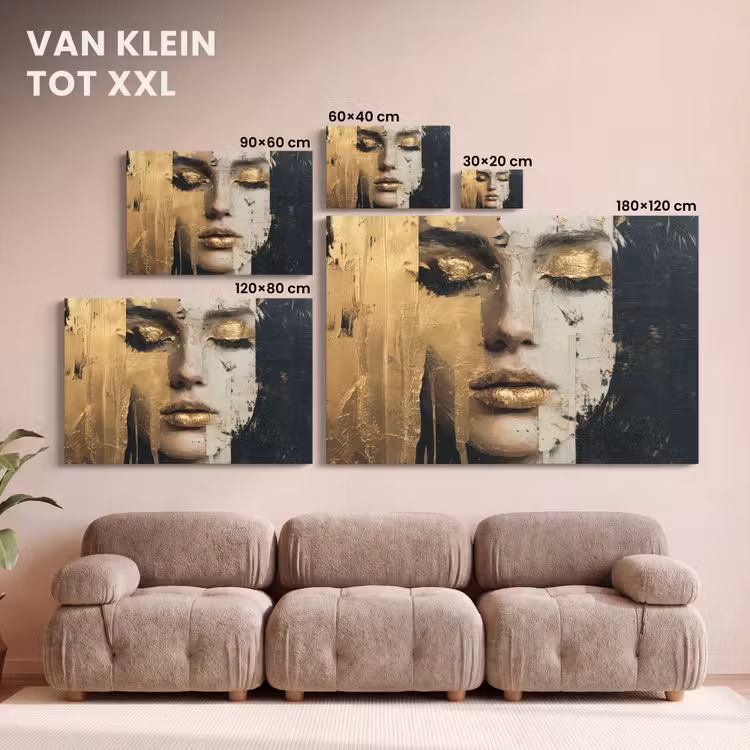 Canvas schilderij - Abstract - Goud - Gezicht - Lippen — 8