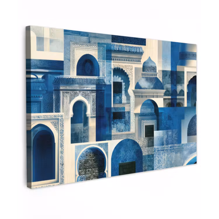 Canvas schilderij - Abstract - Islamitisch - Blauw - Wit — 1
