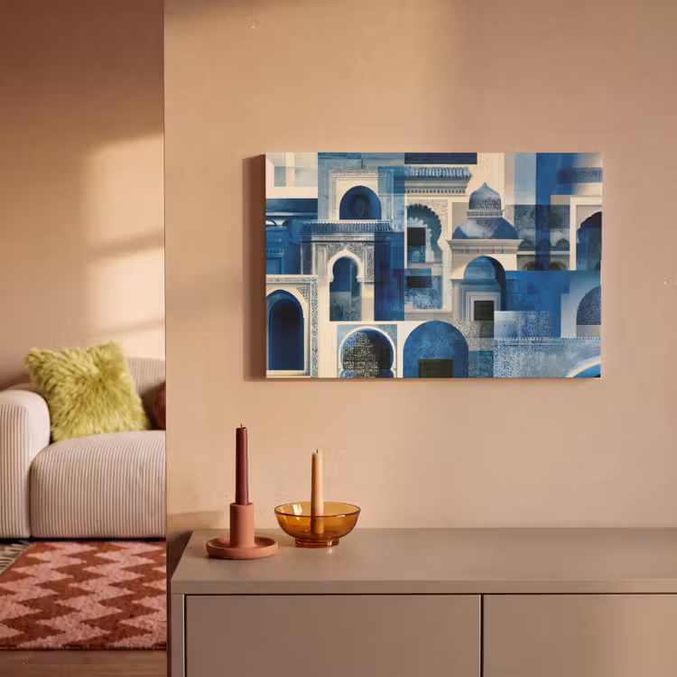 Canvas schilderij - Abstract - Islamitisch - Blauw - Wit — 2