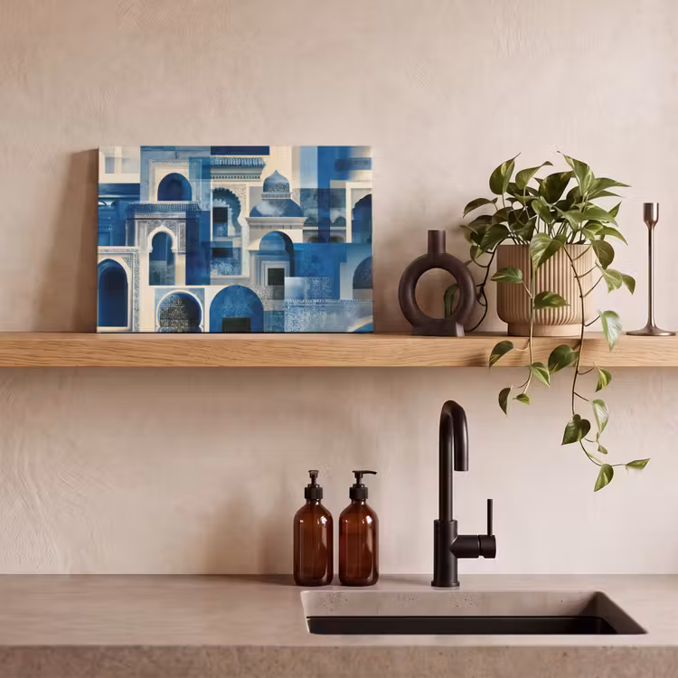 Canvas schilderij - Abstract - Islamitisch - Blauw - Wit — 4