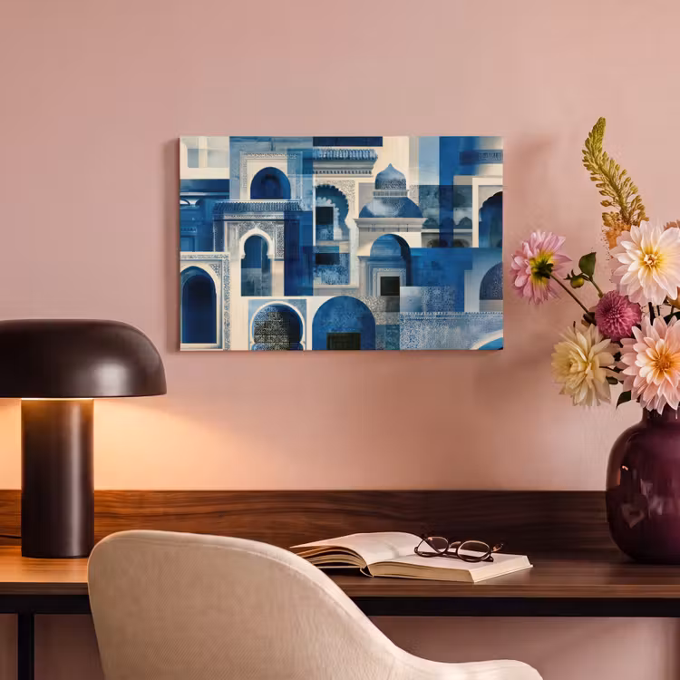Canvas schilderij - Abstract - Islamitisch - Blauw - Wit — 6