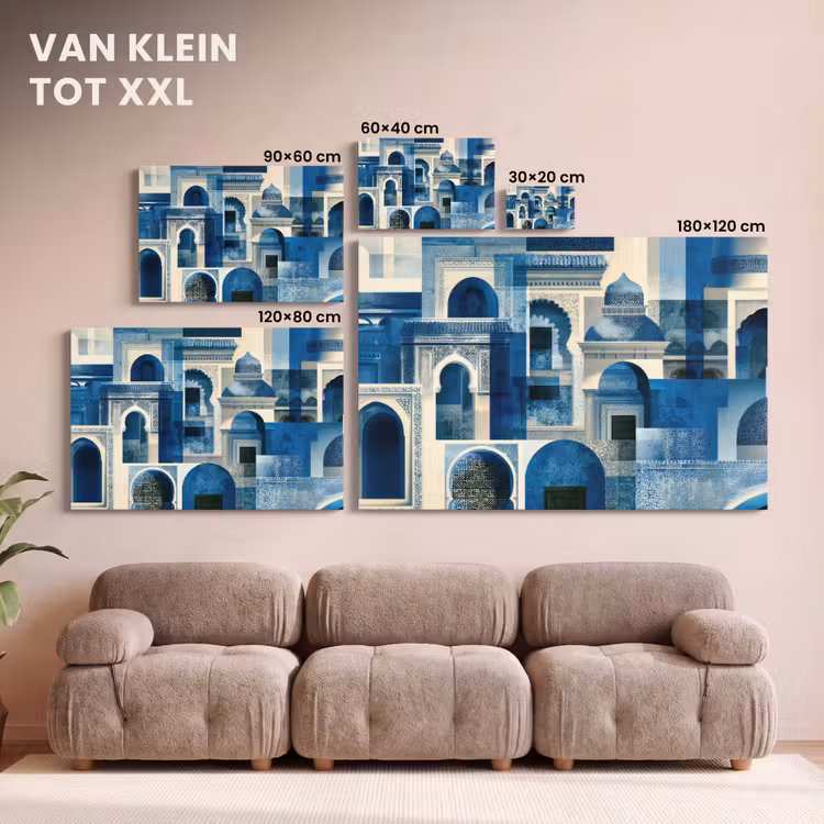 Canvas schilderij - Abstract - Islamitisch - Blauw - Wit — 8