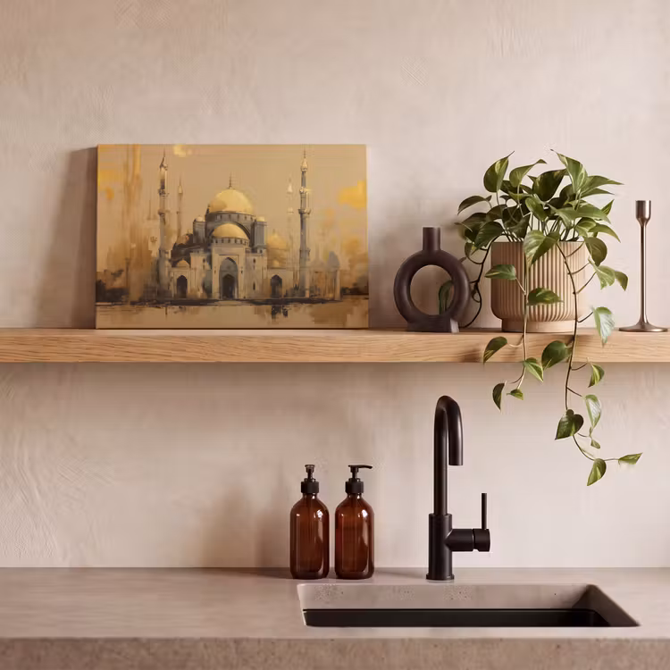 Canvas schilderij - Goud - Abstracte penseelstreken - Moskee — 4