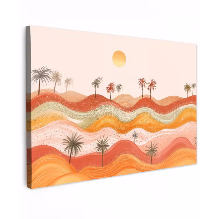 Canvas schilderij - Abstract landschap - Palmbomen - Kleurrijk — 1