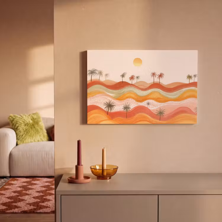 Canvas schilderij - Abstract landschap - Palmbomen - Kleurrijk — 2