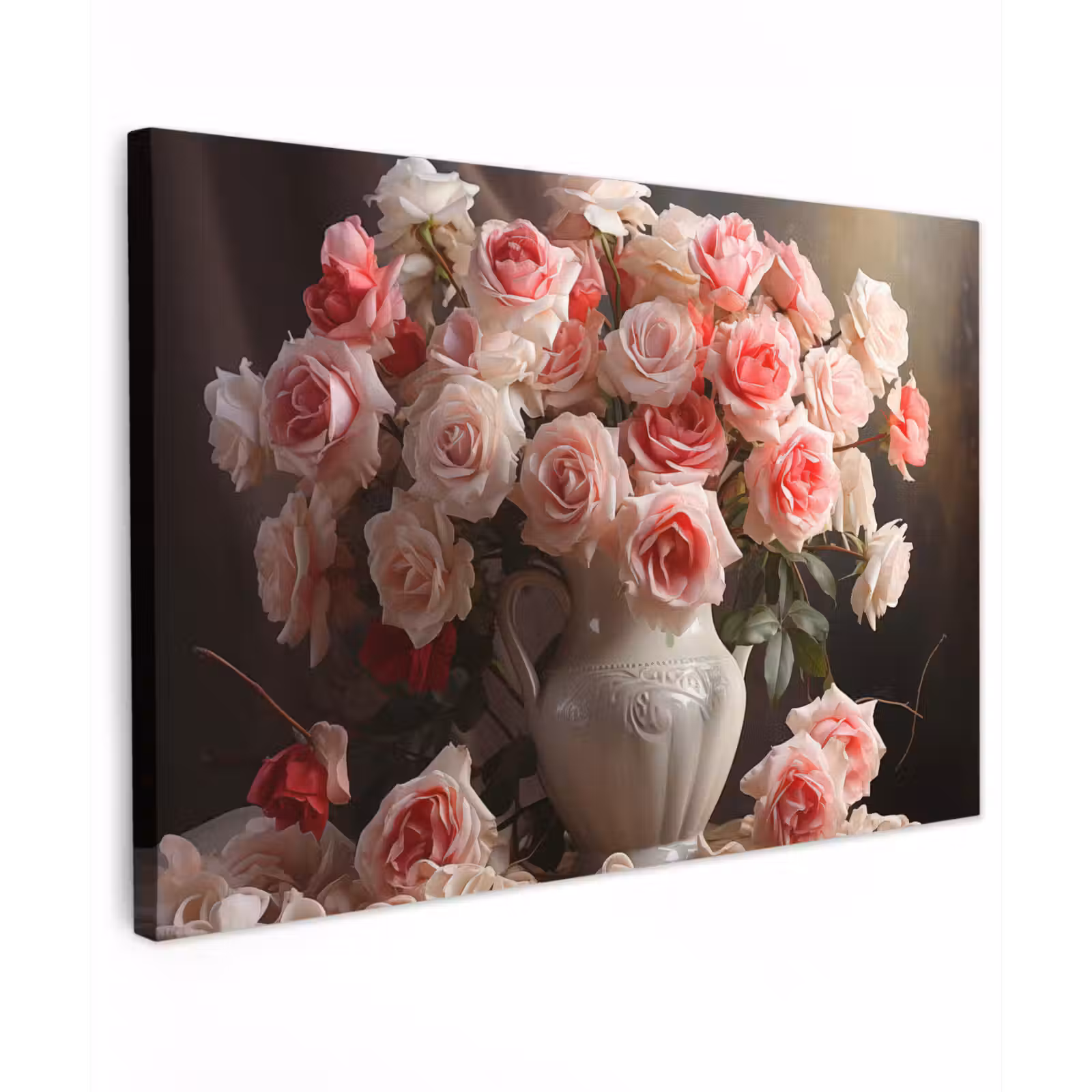 Canvas schilderij - Bloemen - Rozen - Vaas - Stilleven - Boeket — 1