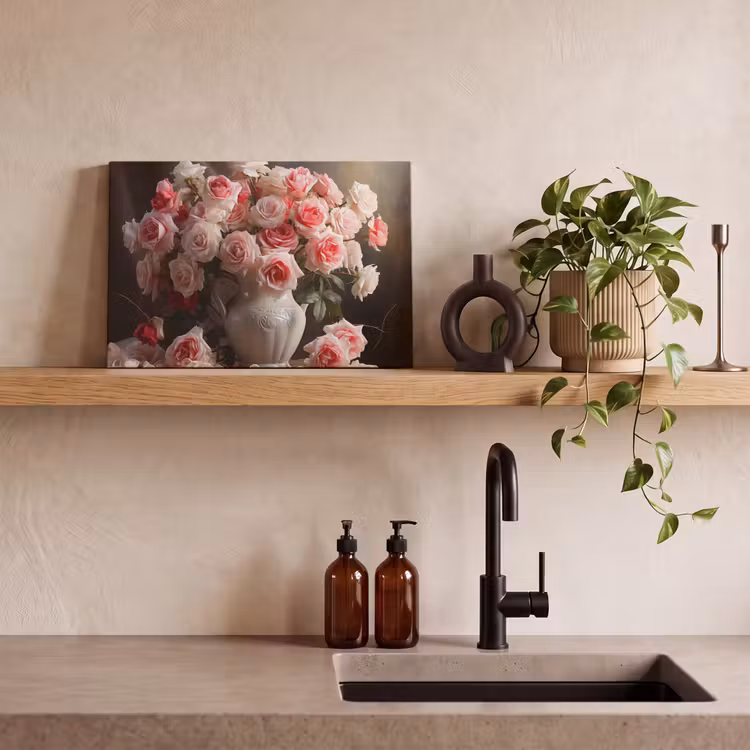 Canvas schilderij - Bloemen - Rozen - Vaas - Stilleven - Boeket — 4