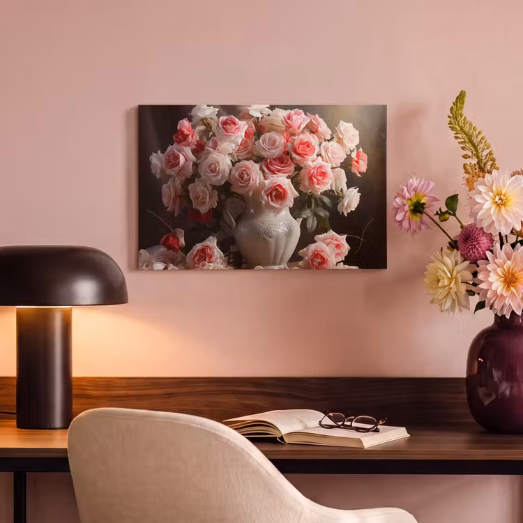 Canvas schilderij - Bloemen - Rozen - Vaas - Stilleven - Boeket — 6