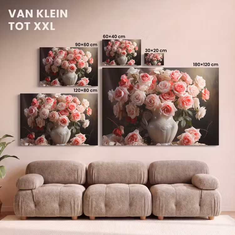 Canvas schilderij - Bloemen - Rozen - Vaas - Stilleven - Boeket — 7