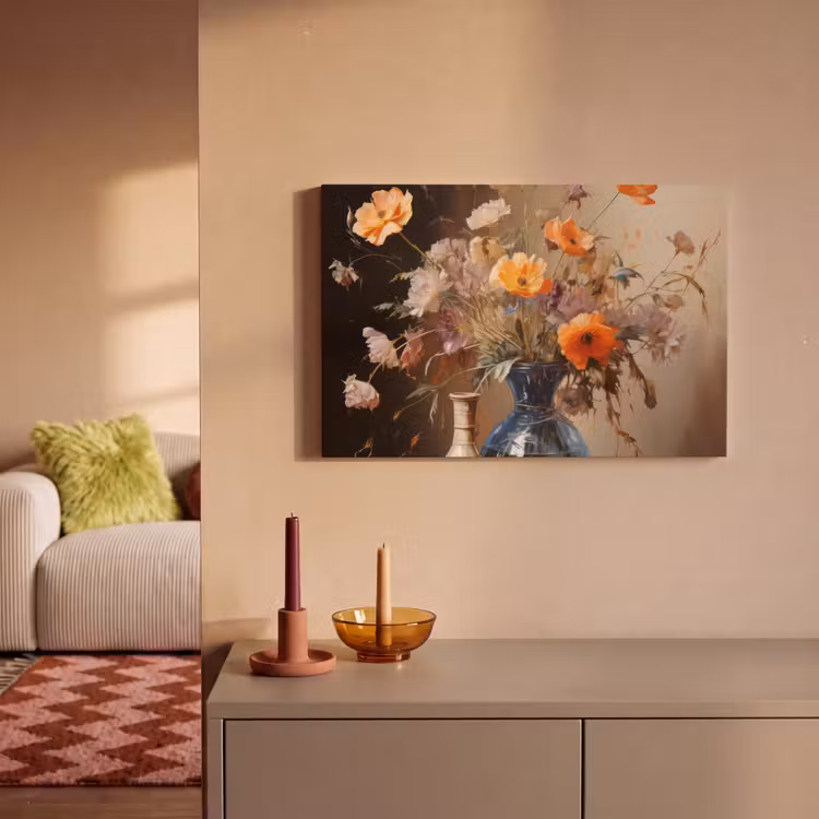 Canvas schilderij - Boeket - Bloemen - Olieverf - Stilleven - Pastel — 2