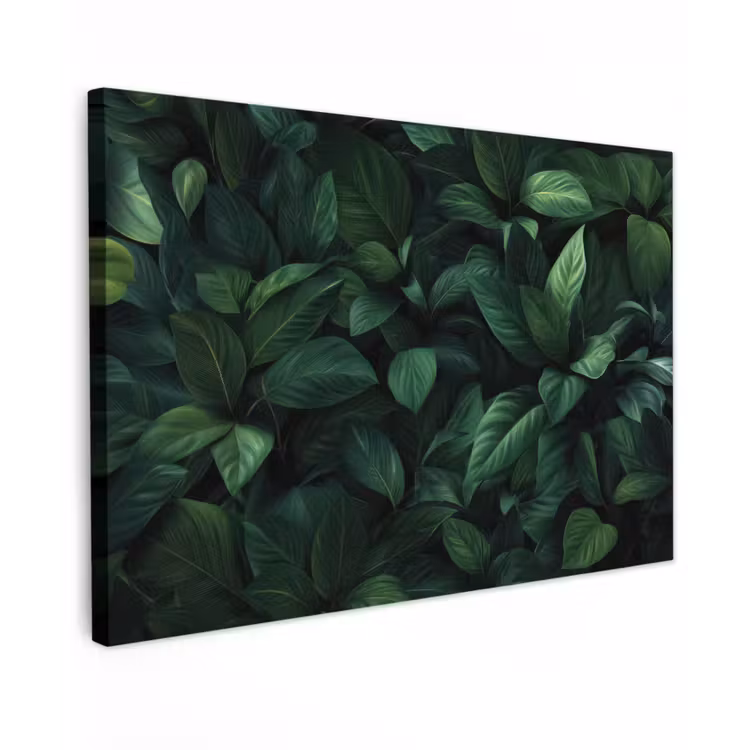 Canvas schilderij - Bladeren - Ovaal - Groen - Nerven — 1