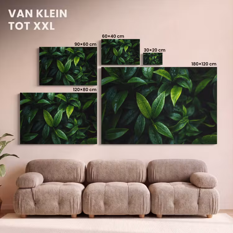 Canvas schilderij - Bladeren - Regendruppels - Licht - Groen — 8