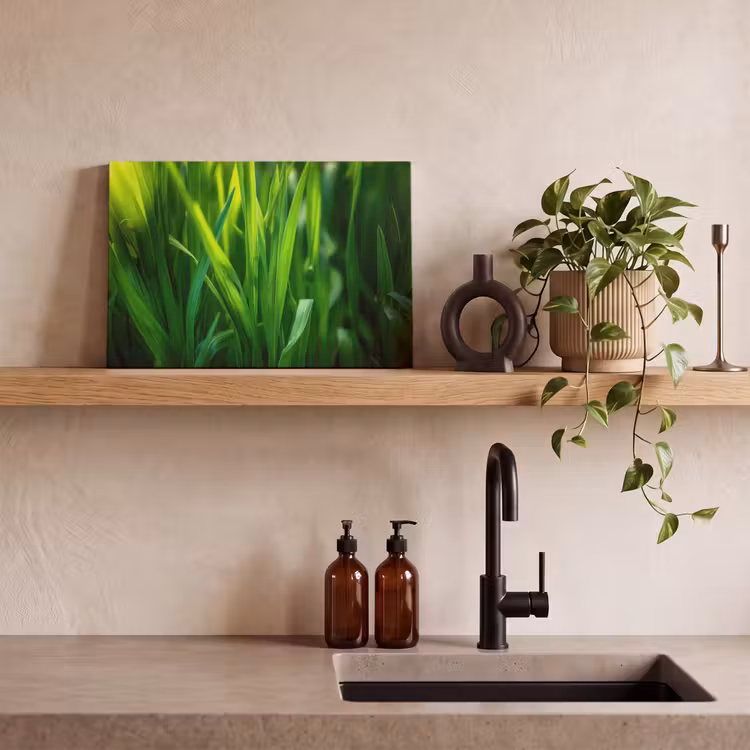 Canvas schilderij - Grassprieten - Lichtinval - Groen — 4