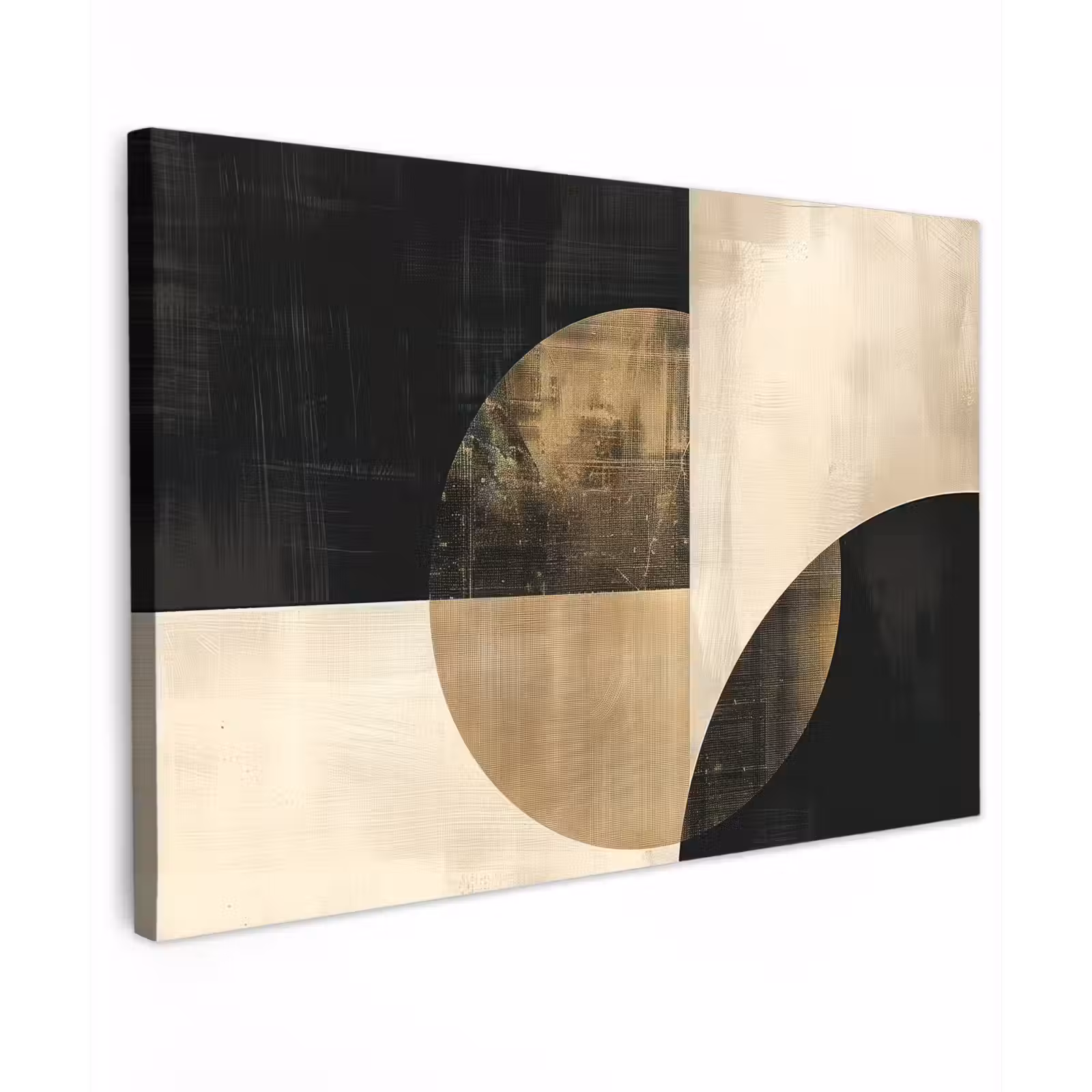 Canvas schilderij - Abstract - Cirkels - Zwart - Goud — 1