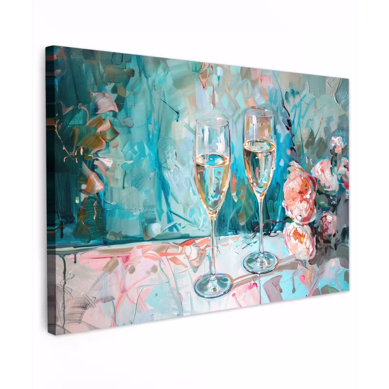 Canvas schilderij - Champagne - Schilderij - Bloemen - Kunst — 1