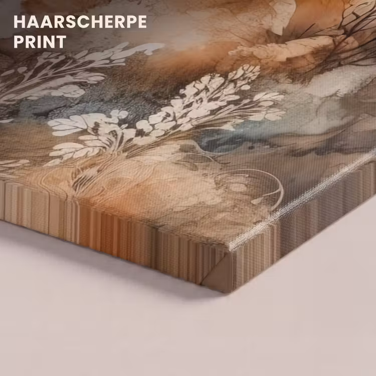 Canvas schilderij - Abstract - Beige - Verf - Kunst - Natuur - Bloemen — 5