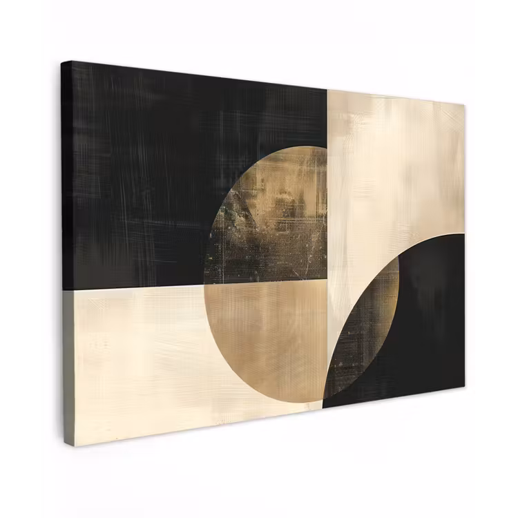 Canvas schilderij - Abstract - Cirkels - Zwart - Goud — 1