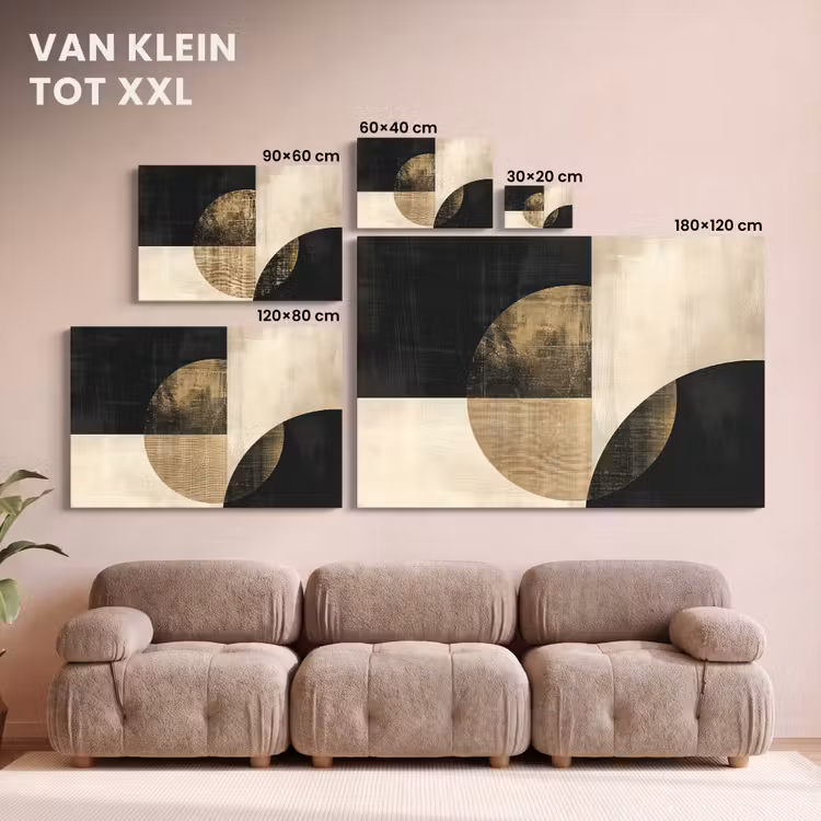 Canvas schilderij - Abstract - Cirkels - Zwart - Goud — 7