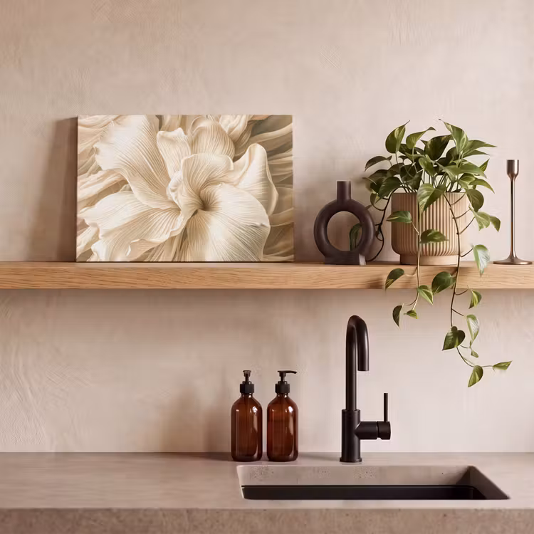 Canvas schilderij - Beige - Bloem - Patroon — 4