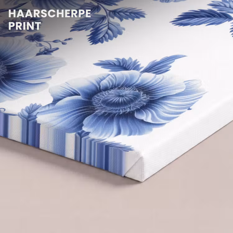 Canvas schilderij - Bloemen - Delfts blauw - Kunst - Wit — 5