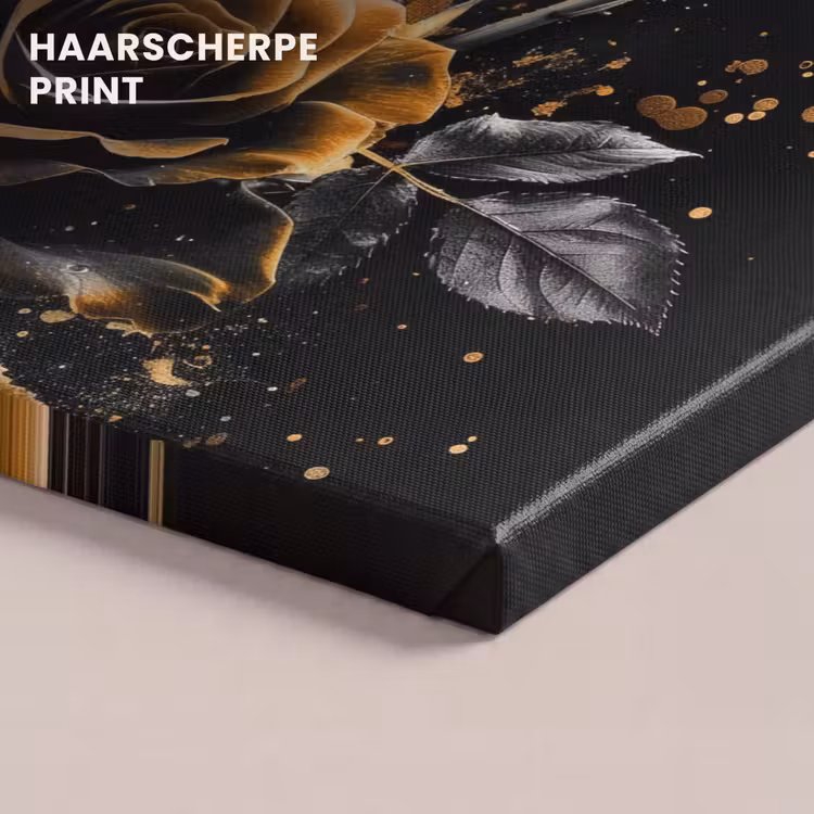 Canvas schilderij - Bloemen - Goud - Zwart - Kunst — 5