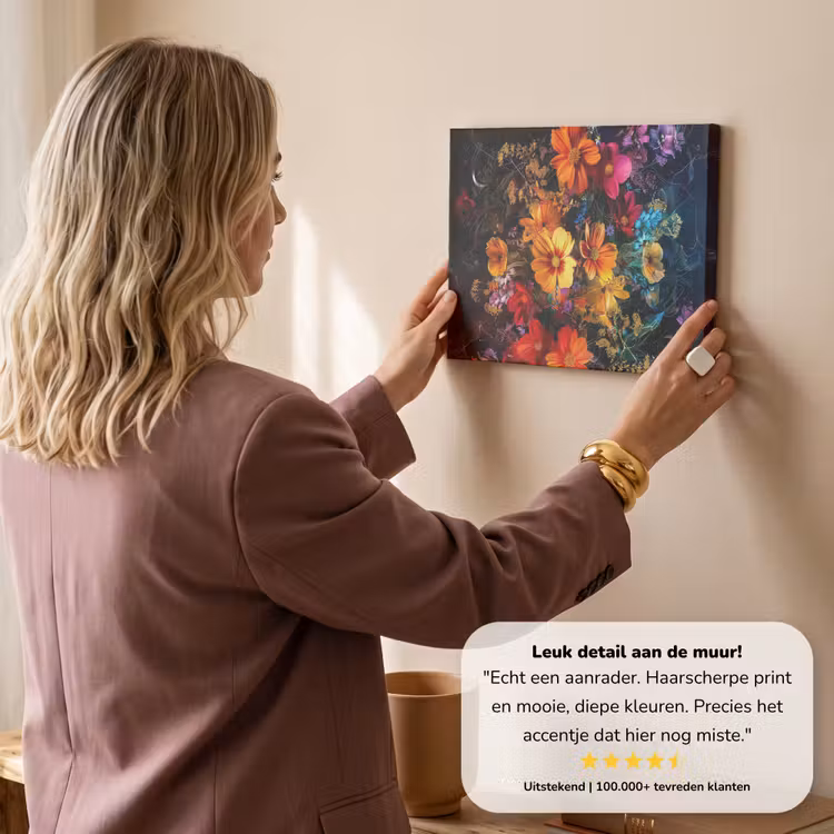 Canvas schilderij - Bloemen - Kleurrijk - Zwart — 3