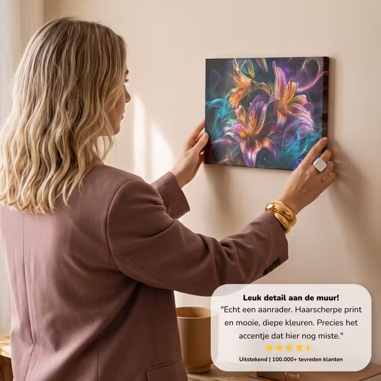 Canvas schilderij - Bloemen - Kleurrijk - Zwart - Kunst — 3
