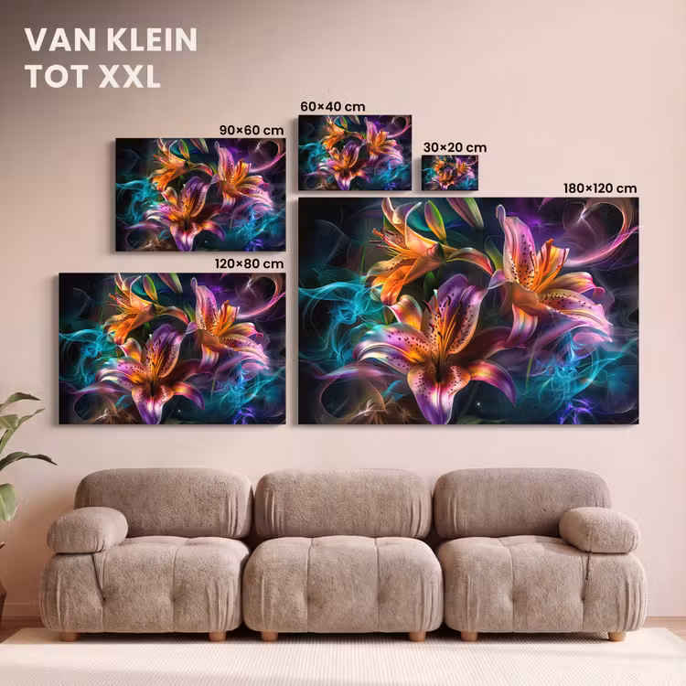Canvas schilderij - Bloemen - Kleurrijk - Zwart - Kunst — 7