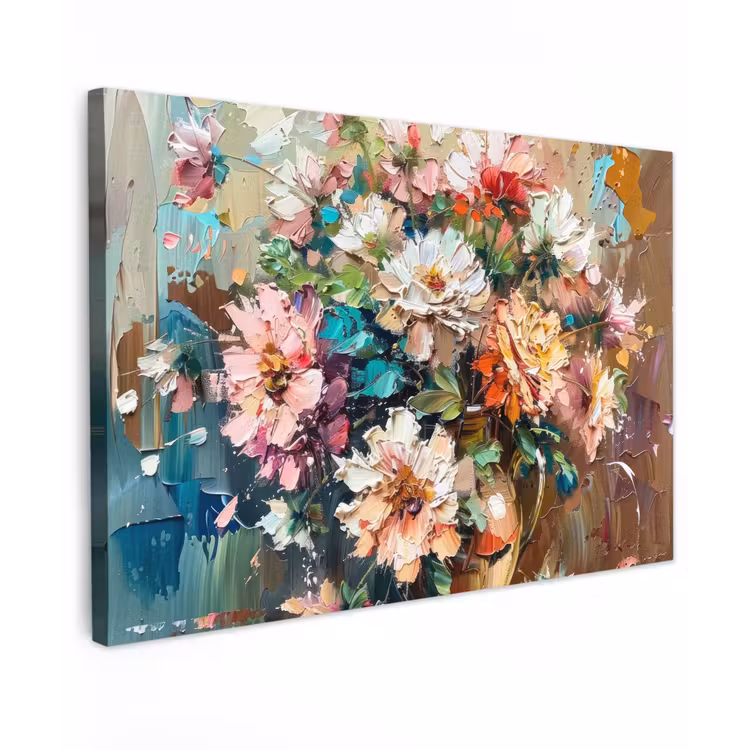 Canvas schilderij - Bloemen - Schilderij - Kleurrijk - Waterverf — 1