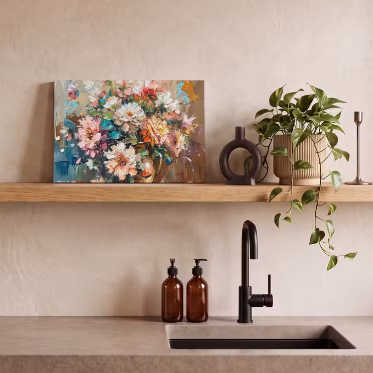 Canvas schilderij - Bloemen - Schilderij - Kleurrijk - Waterverf — 4
